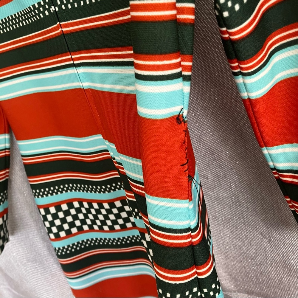 Vintage Mr Simon Striped Green and Red dress. Zip back and tie belt. - Picture 6 of 8